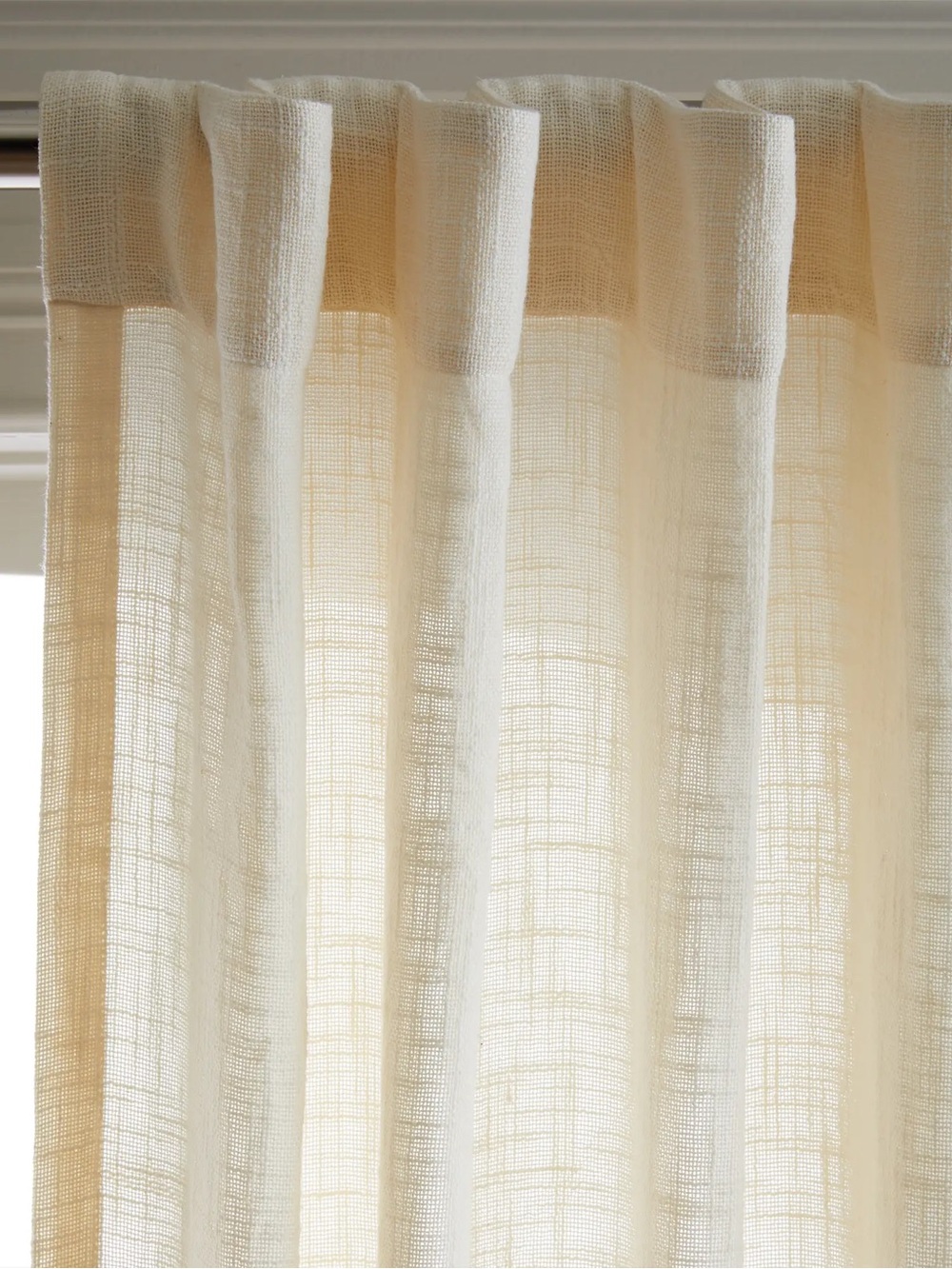 QUINCE Set Of 4 48x108 Cotton Sheer Curtains Ivory 0848 - Picture 3 of 12